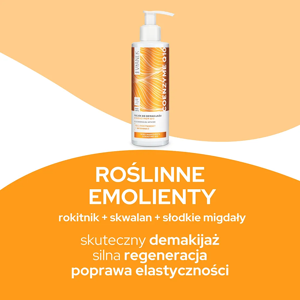 VIANEK HERO Olejek do demakijażu z koenzymem Q10 - roślinne emolienty: rokitnik + skwalan + słodkie migdały= skuteczny demakijaż, silna regeneracja, poprawa elastyczności